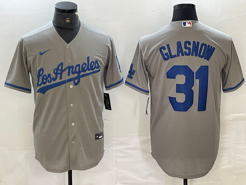 Men's Los Angeles Dodgers Tyler Glasnow #31 Gray Jersey